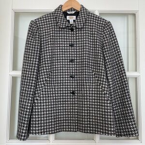 Talbots 100% wool black & white checkered jacket Italian fabric 6